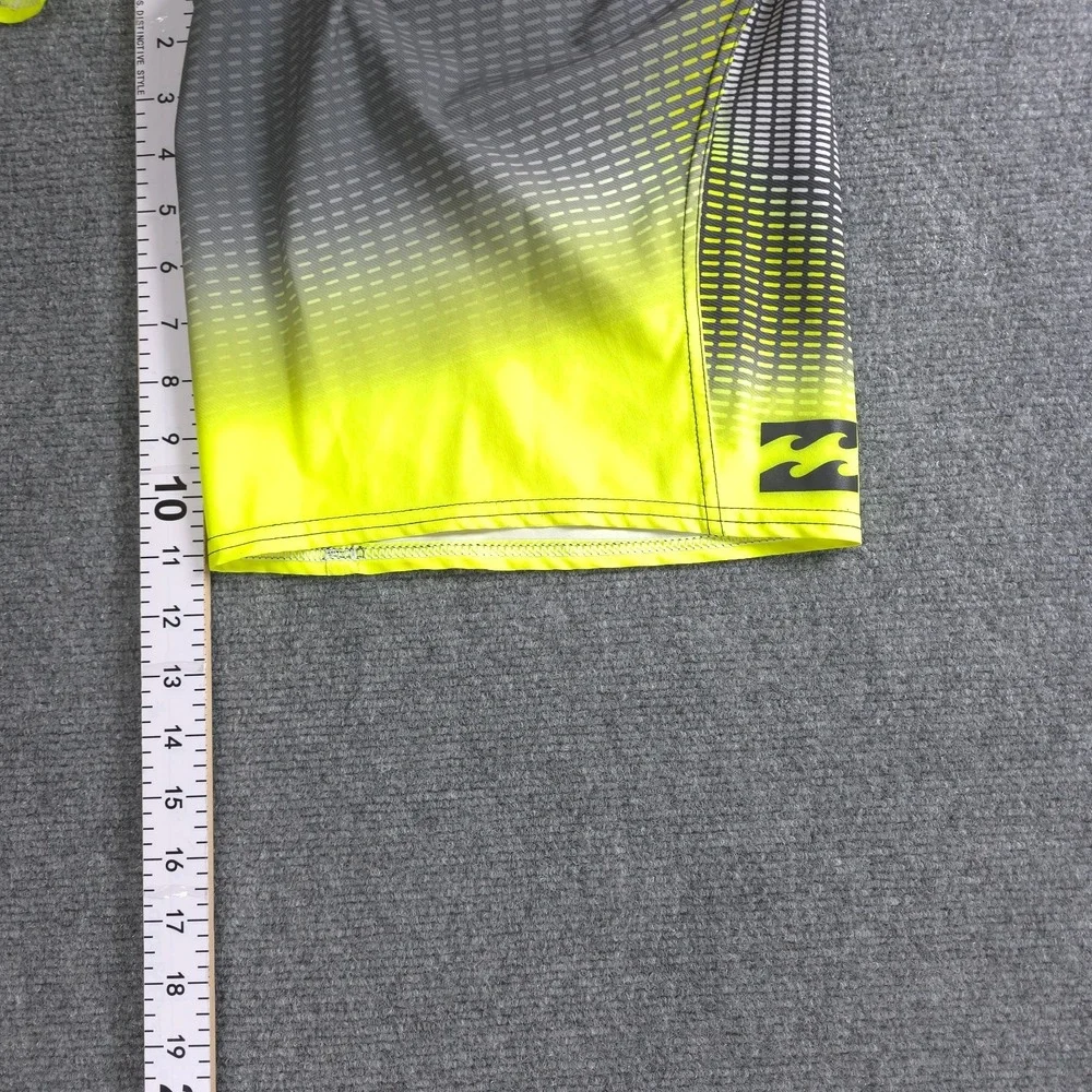 Billabong Platinum X Boardshorts Mens 30 Gray Neon Lime Green Swim Trunk Surfing